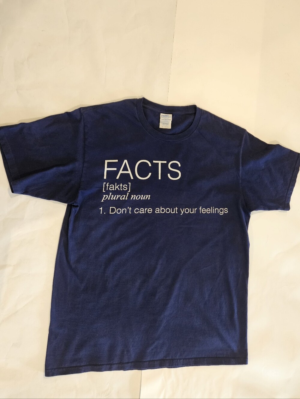 "FACTS Don't Care About Your Feelings" Graphic Tee - Navy Blue with White Print